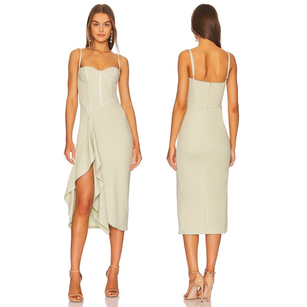 Katie May Doutzen Midi Dress Ruffle Corset Cocktail Hoco Wedding Guest Party S